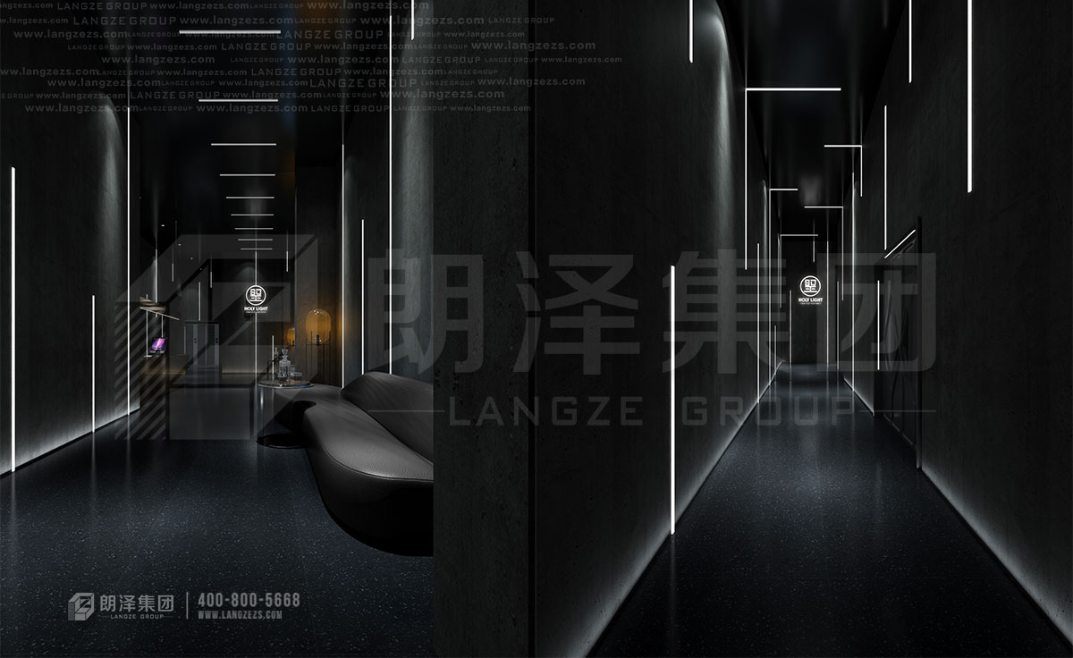 西田圣光酒吧設計效果圖（前廳及過(guò)道）